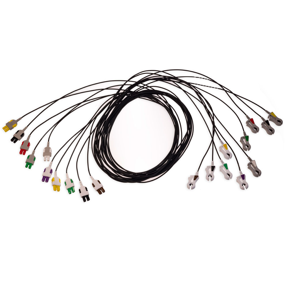 ECG Leadwire set,  radio translucent, 10-lead, grabber, IEC, 150 cm/60 in